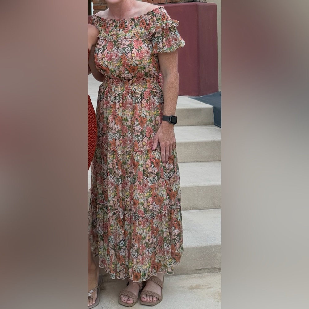 Elegant Floral Ruffle Maxi Dress